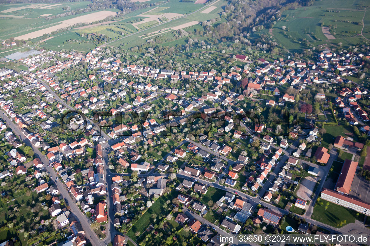 Vinningen in the state Rhineland-Palatinate, Germany from above