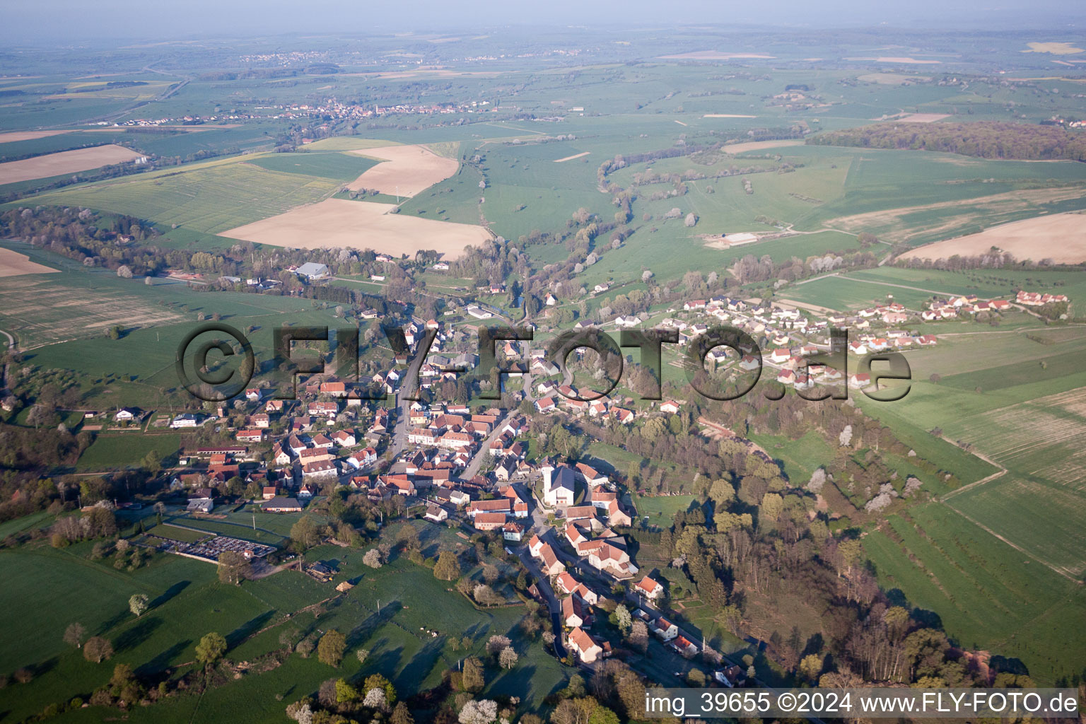 Aerial view of Volmunster in the state Moselle, France