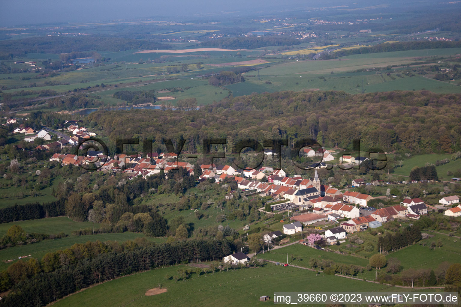 Aerial view of Ernestviller in the state Moselle, France