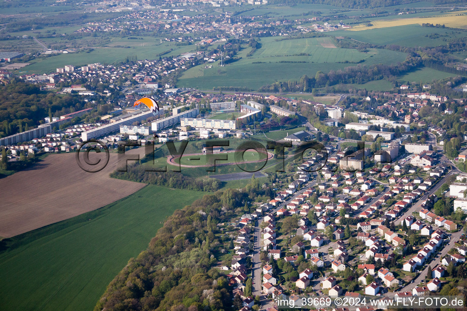 Aerial photograpy of Saint-Avold in the state Moselle, France