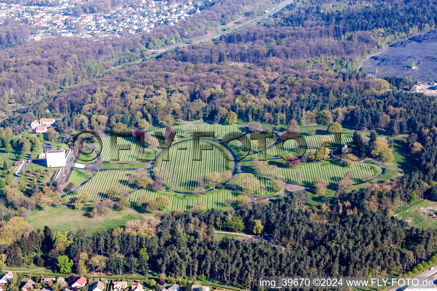 Grave rows on the grounds of the American, military cemetery of Saint-Avold in Saint-Avold in Grand Est, France