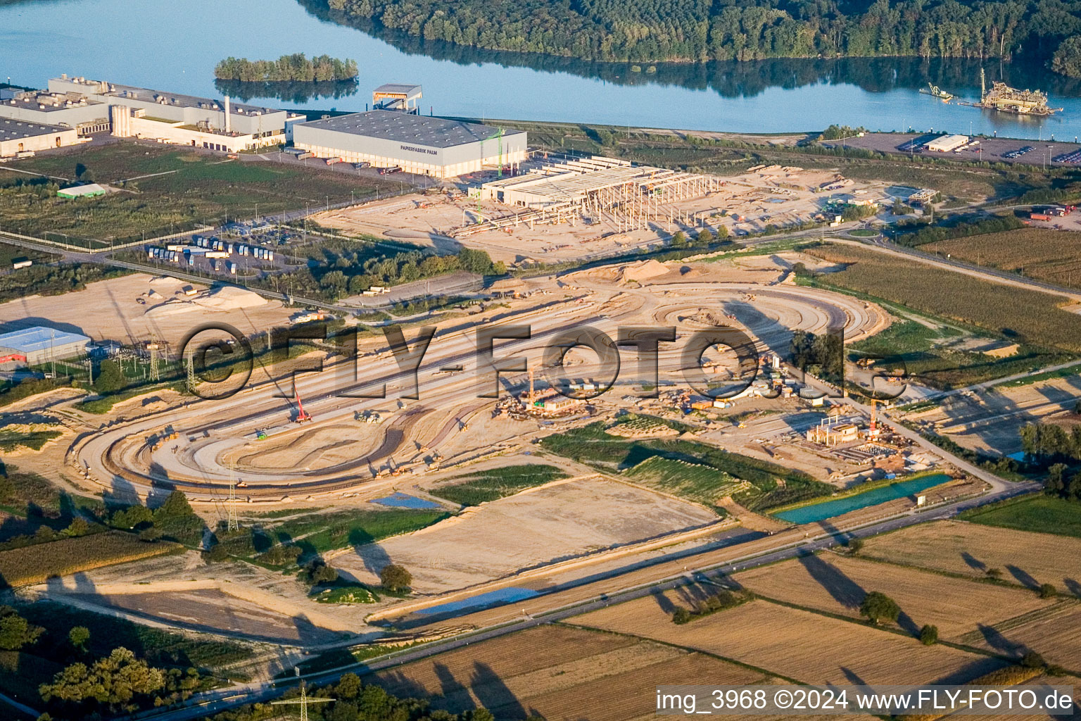 Construction of the Daimler-Chrysler truck test site in the Oberwald industrial area in Wörth am Rhein in the state Rhineland-Palatinate, Germany