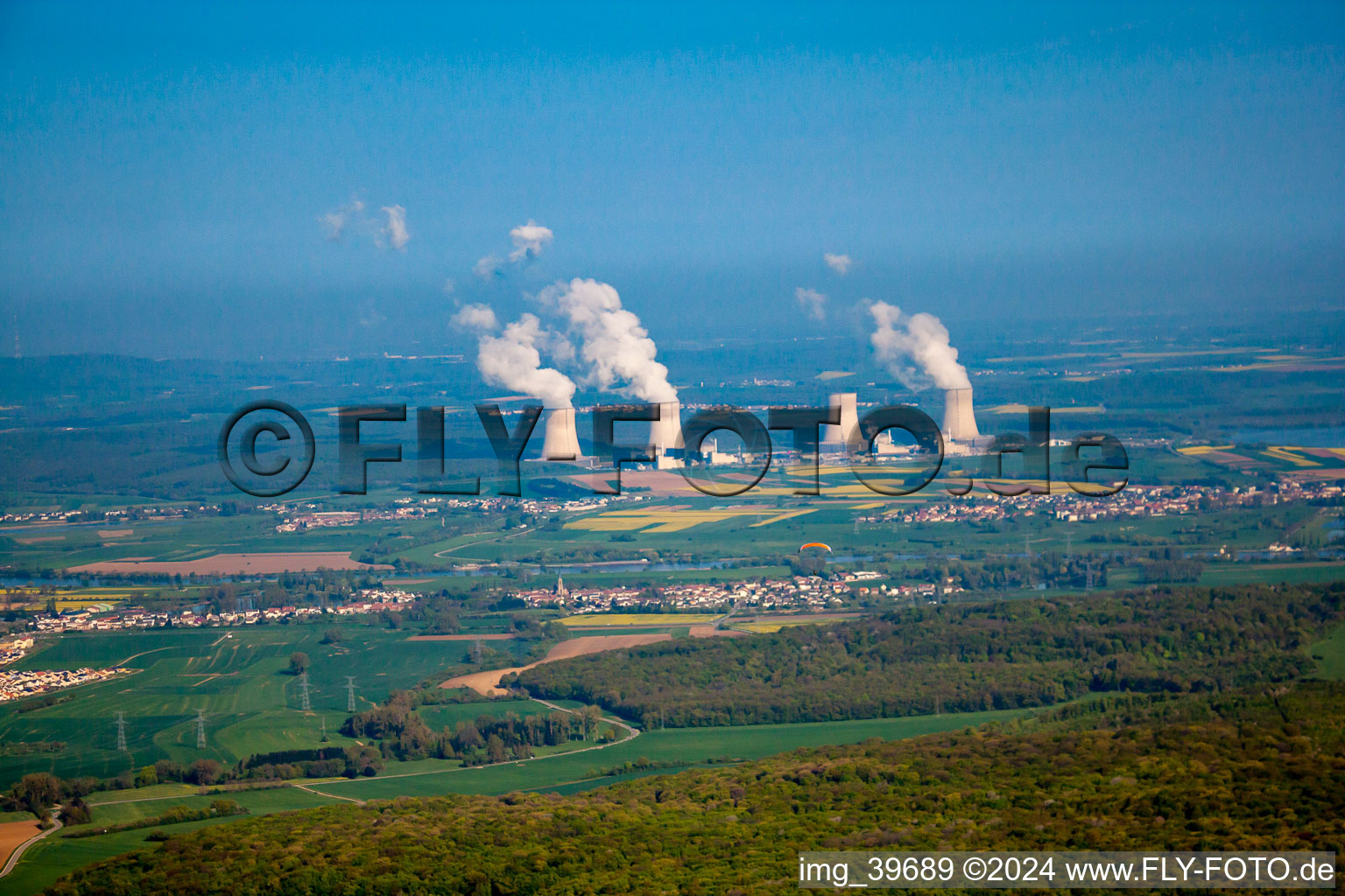 Aerial view of Nuclear Power Plant Cattenom in Cattenom in the state Moselle, France