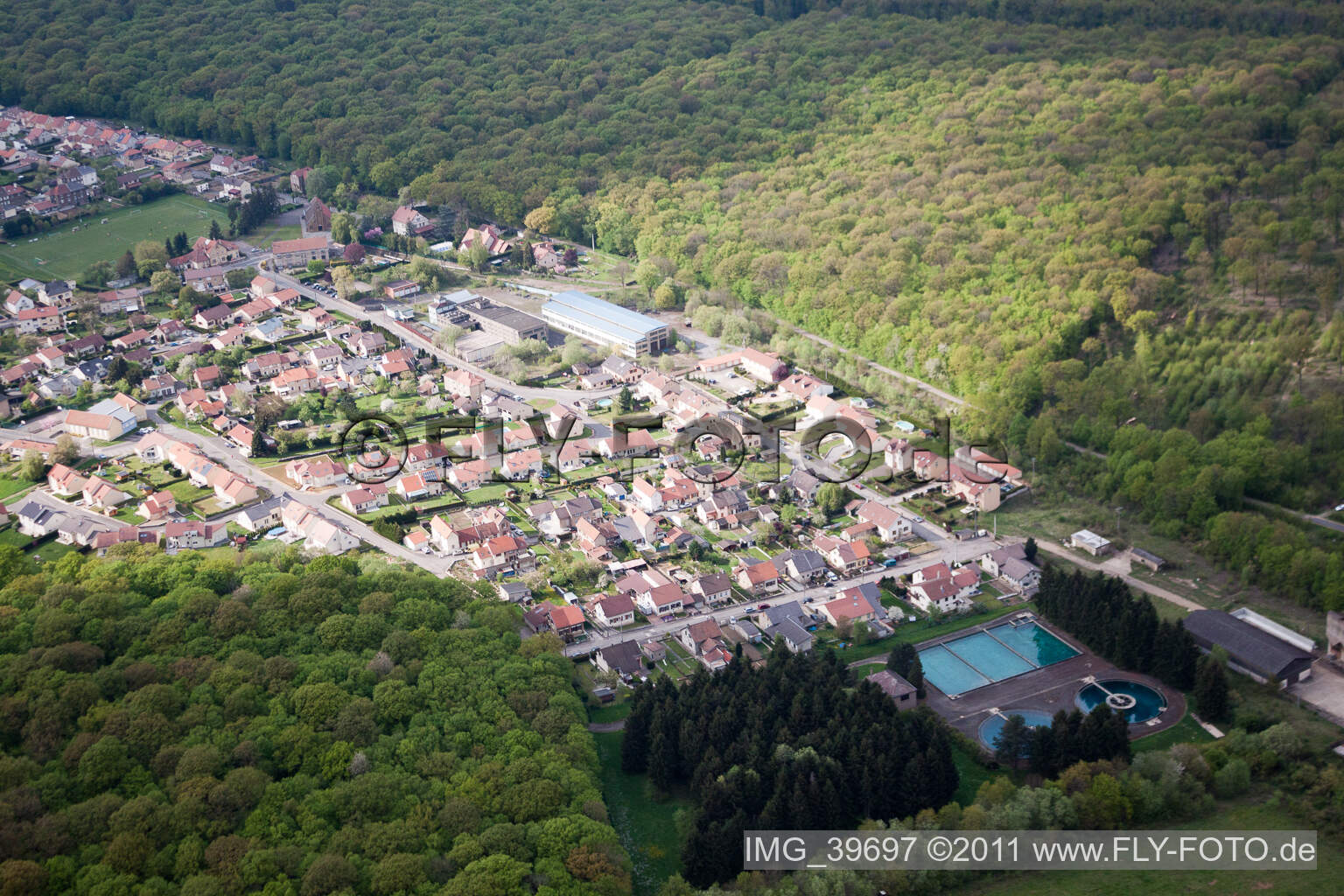 Aerial view of Entrange in the state Moselle, France