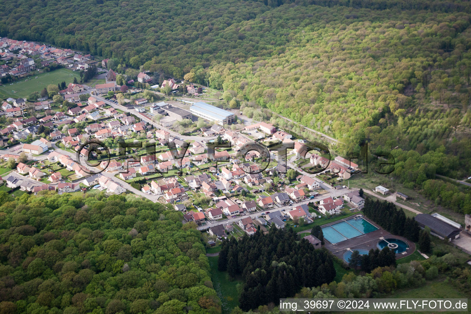 Aerial view of Entrange in the state Moselle, France