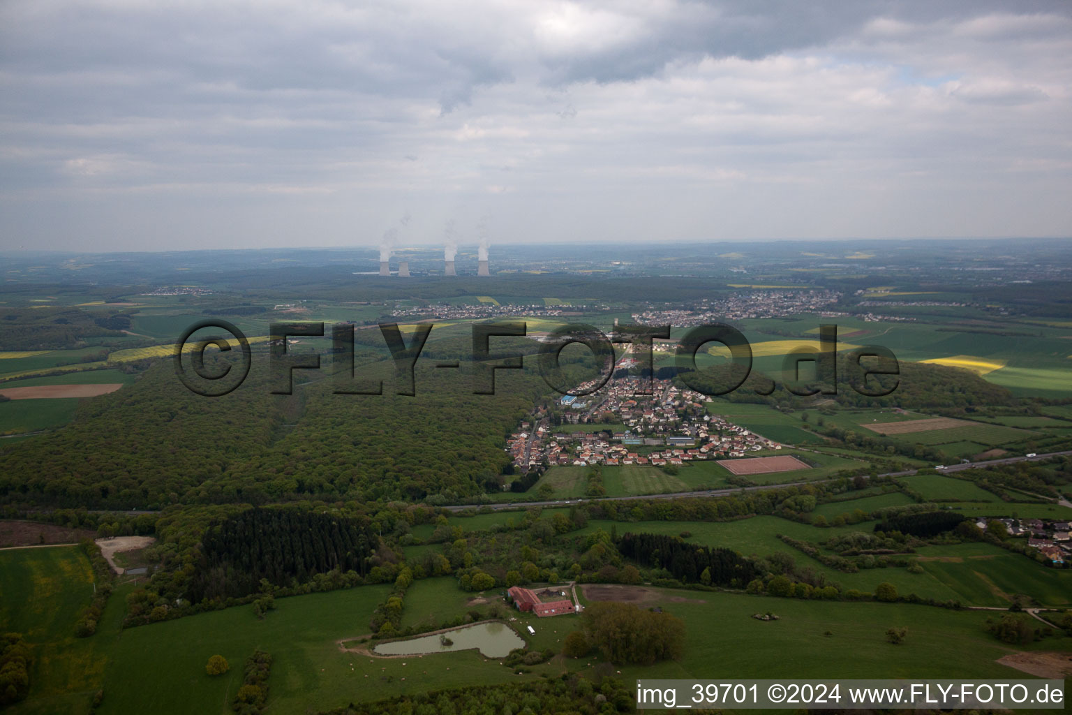 Oblique view of Entrange in the state Moselle, France