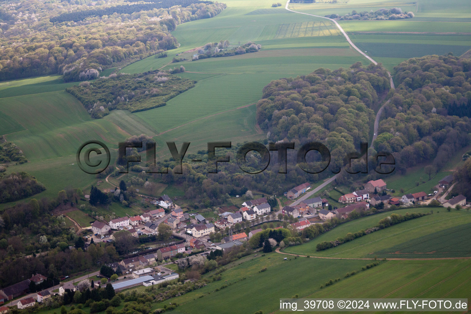 Oblique view of Escherange in the state Moselle, France