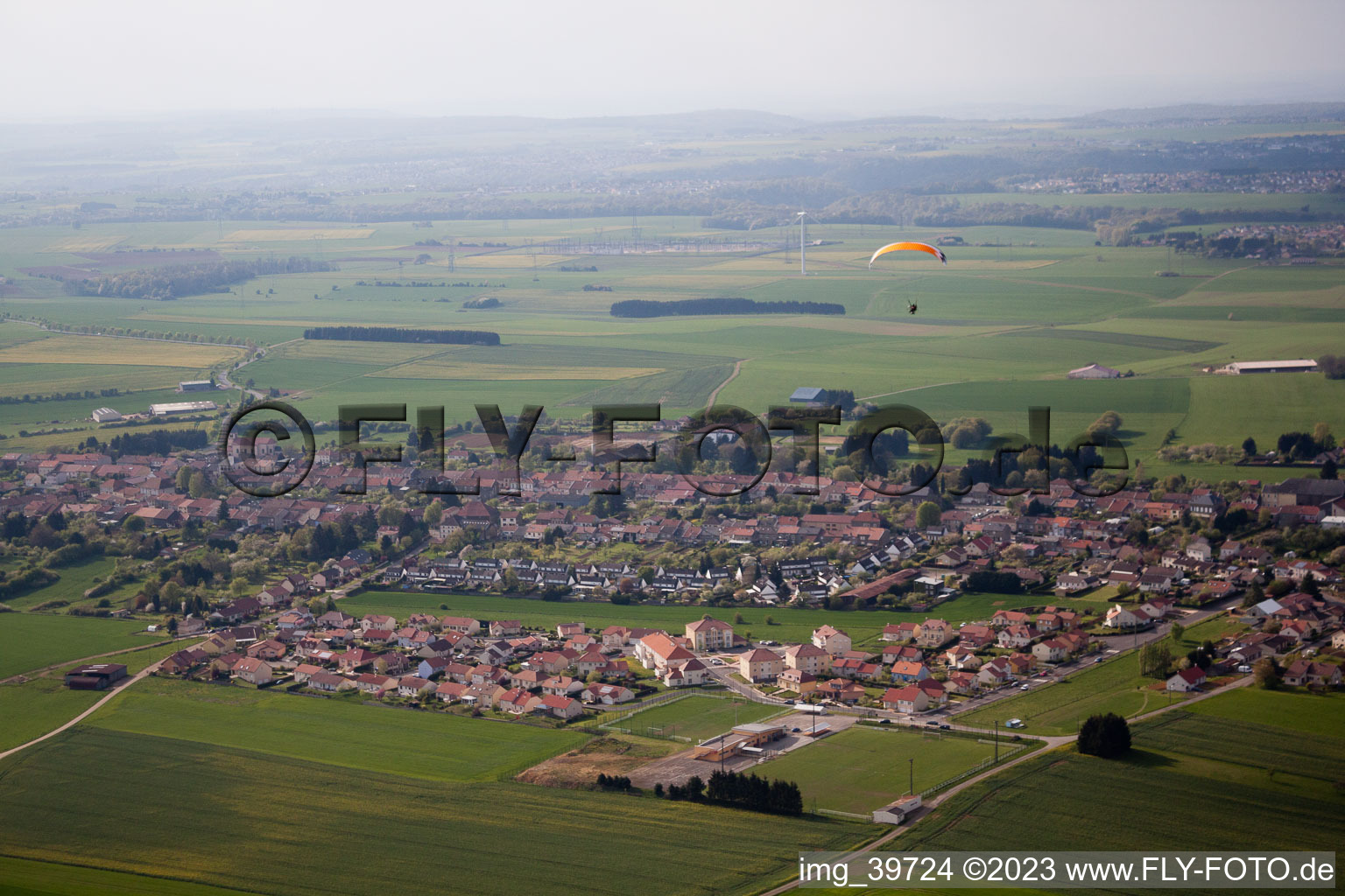 Aerial view of Villers-la-Montagne in the state Meurthe et Moselle, France