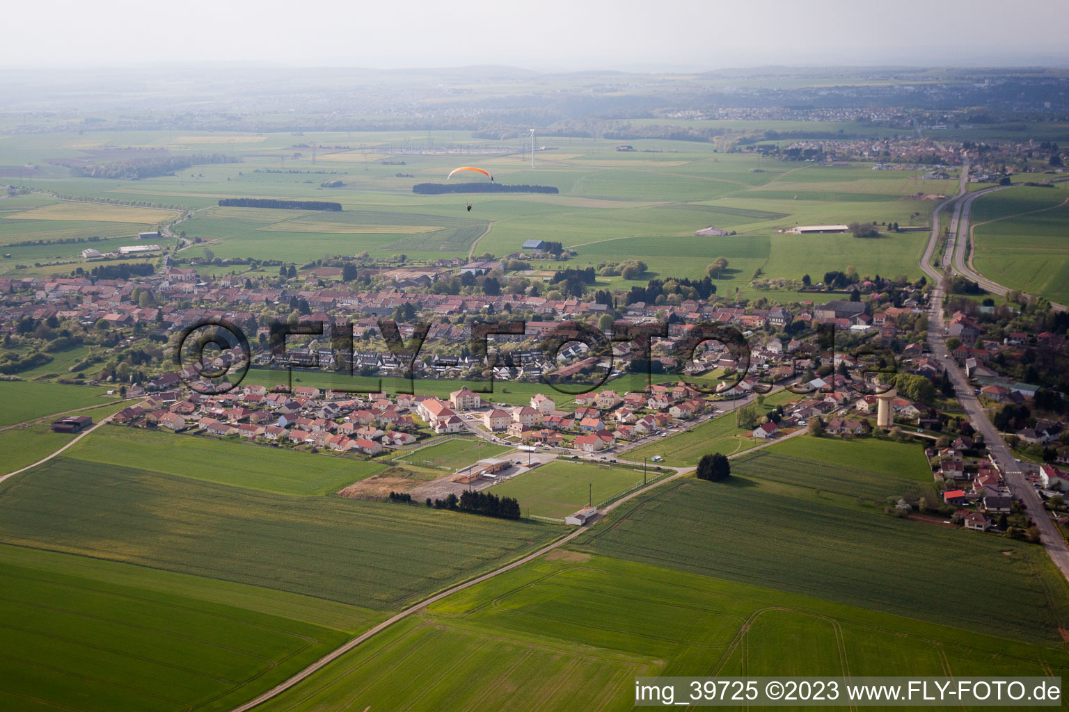 Aerial photograpy of Villers-la-Montagne in the state Meurthe et Moselle, France