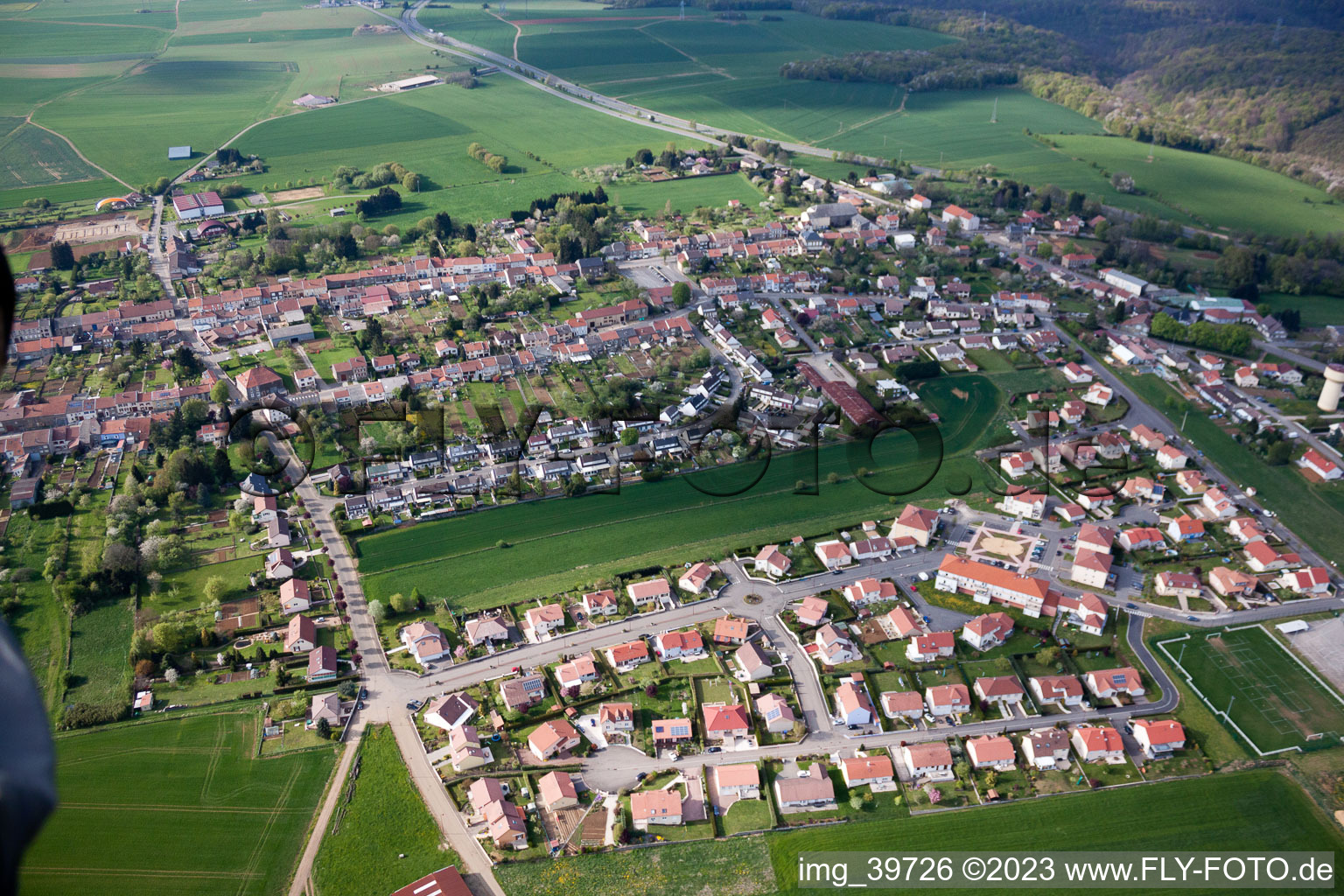 Oblique view of Villers-la-Montagne in the state Meurthe et Moselle, France