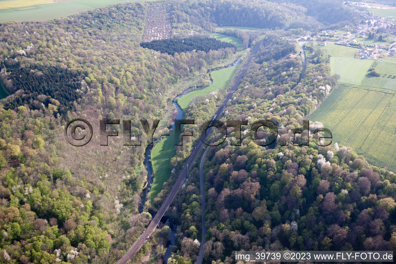 Aerial view of Cons-la-Grandville in the state Meurthe et Moselle, France