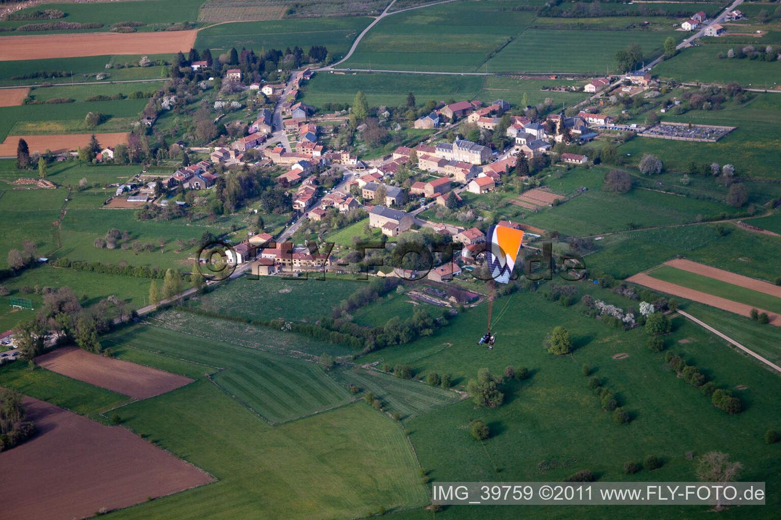 Aerial view of Rouvroy in the state Luxembourg, Belgium