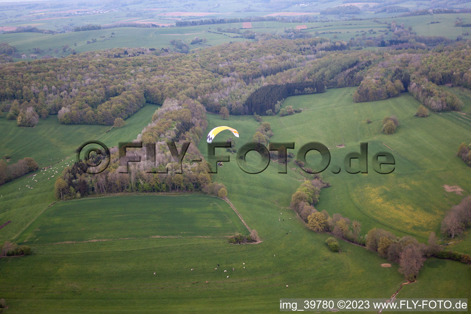 Aerial view of Fromy in the state Ardennes, France