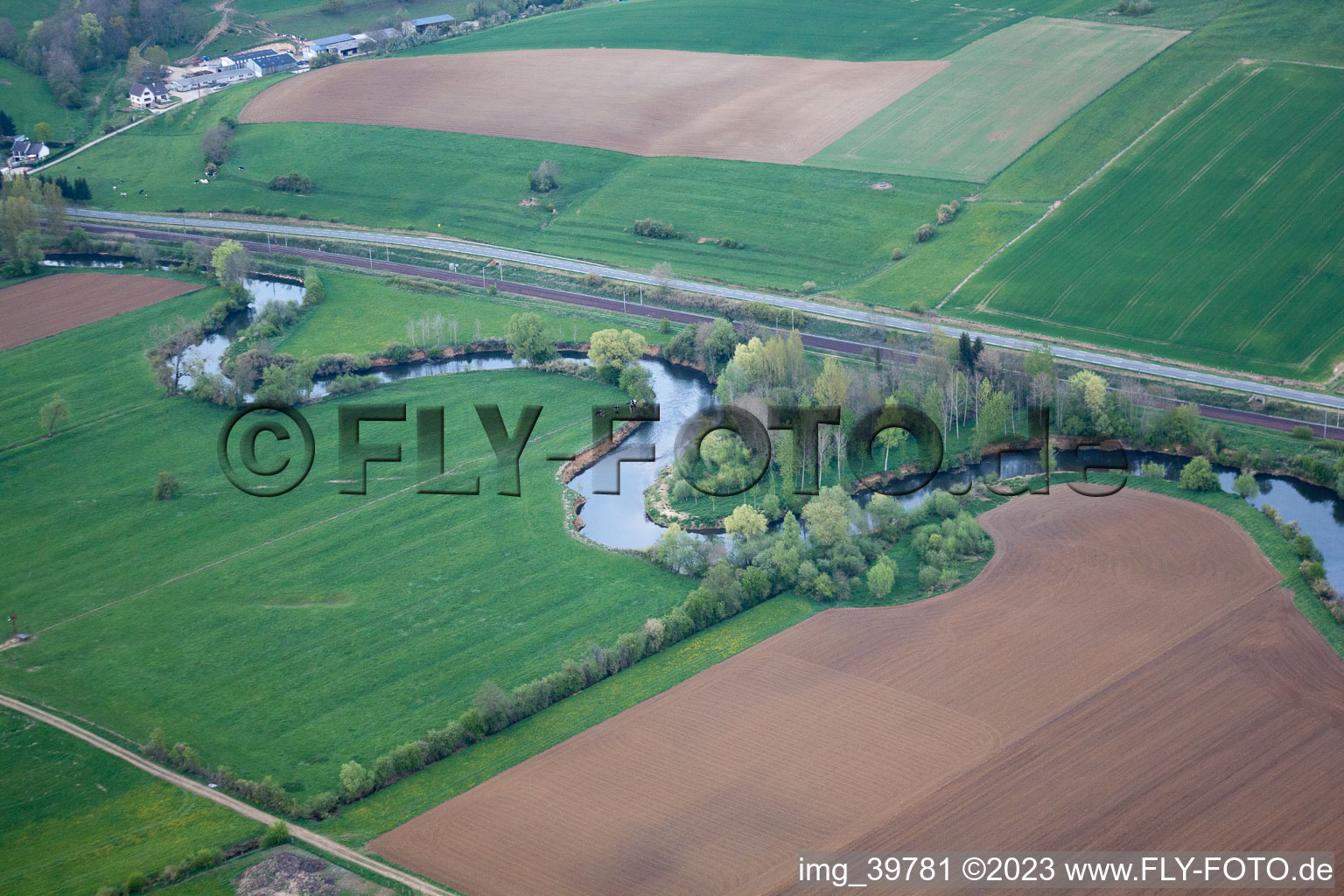 Aerial photograpy of Fromy in the state Ardennes, France