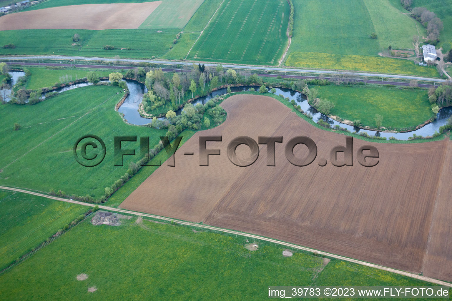 Aerial view of Villy in the state Ardennes, France