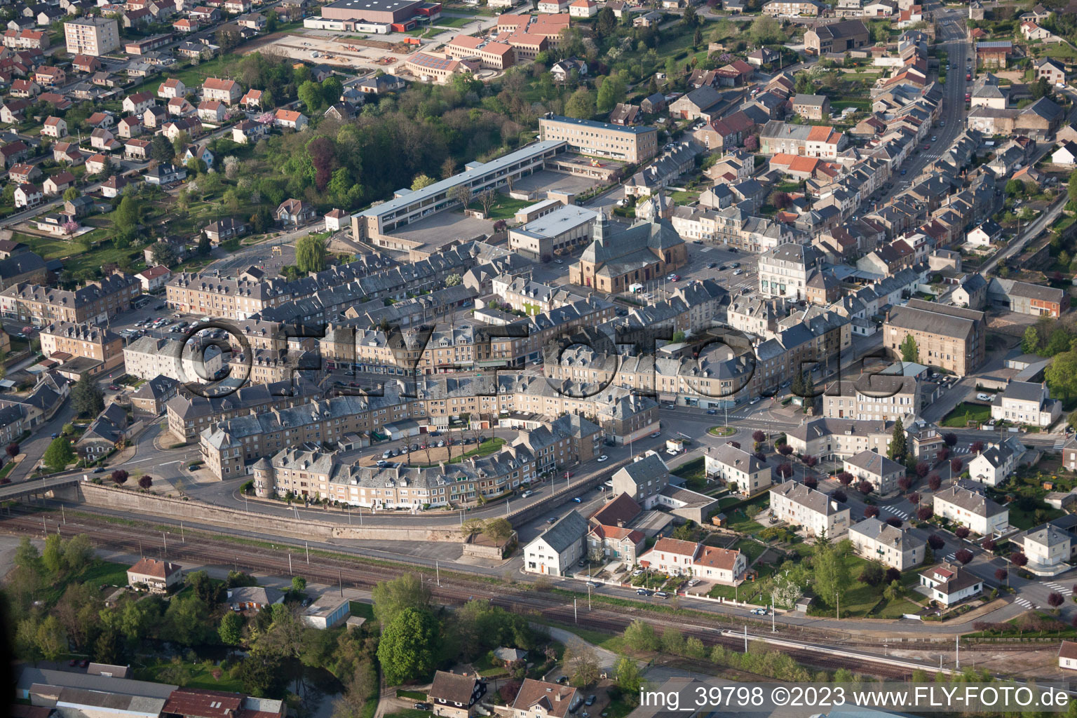 Aerial photograpy of Carignan in the state Ardennes, France