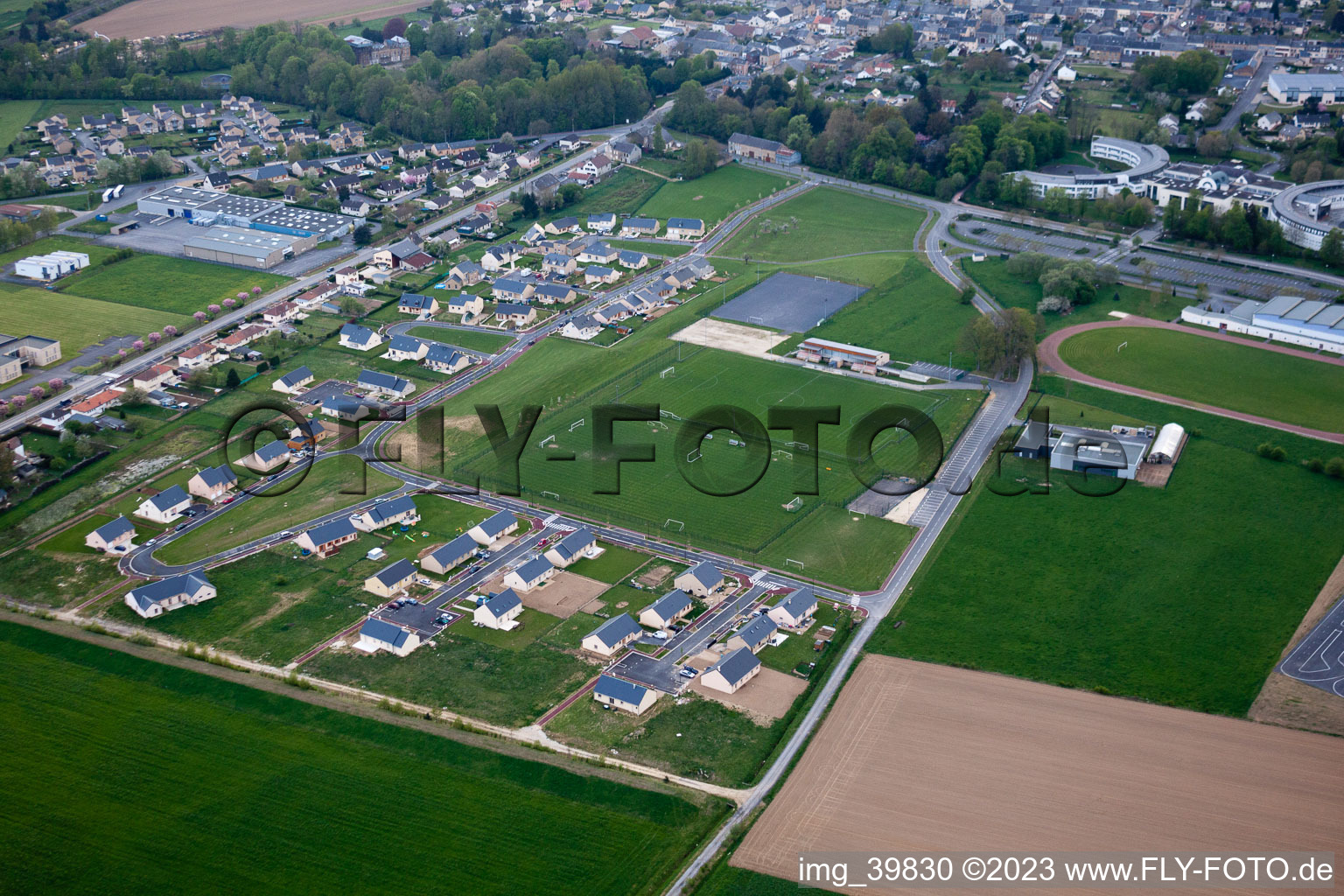 Aerial view of La Moncelle in the state Ardennes, France