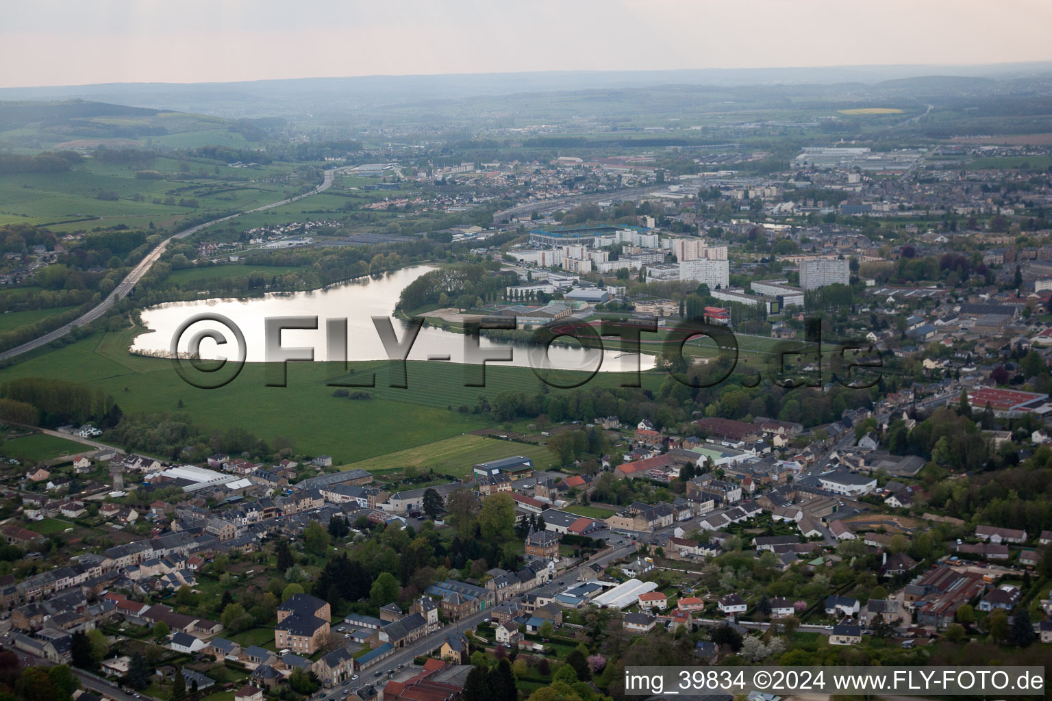 Aerial view of Balan in the state Ardennes, France