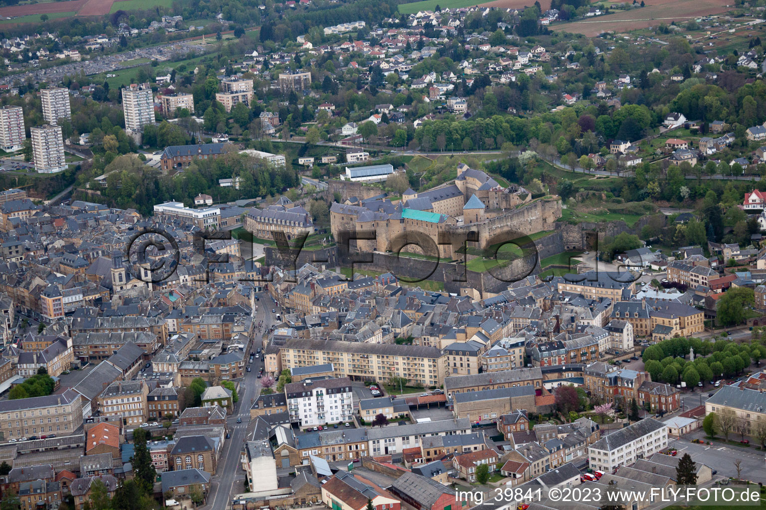 Aerial photograpy of Sedan in the state Ardennes, France