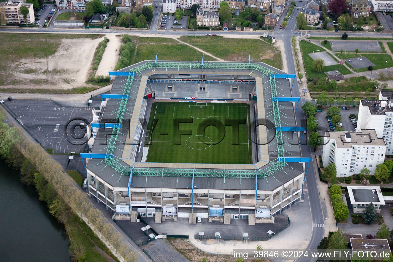 Sports facility grounds of the Arena stadium Stade Louis Dugauguez Boulevard de Lattre de Tassigny in Sedan in Alsace-Champagne-Ardenne-Lorraine, France