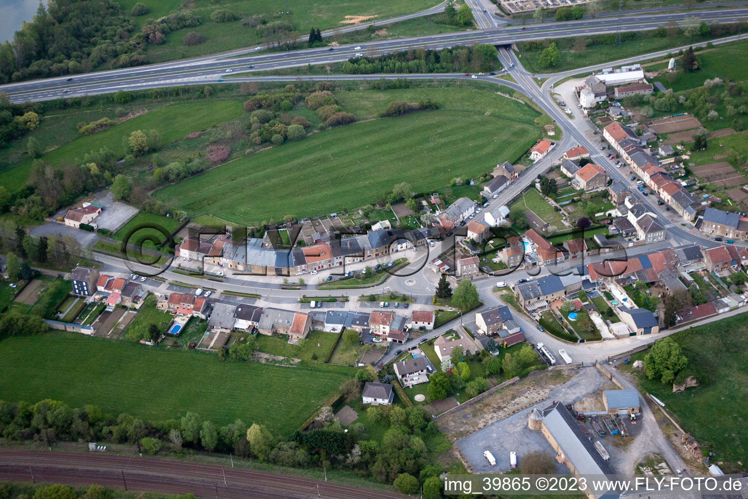 Aerial view of Lumes in the state Ardennes, France