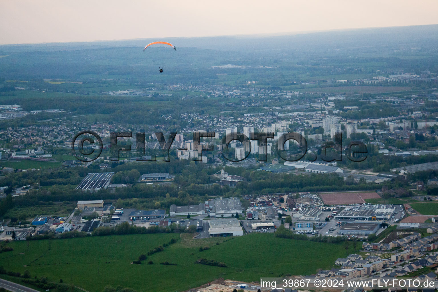 Aerial view of Villers-Semeuse in the state Ardennes, France