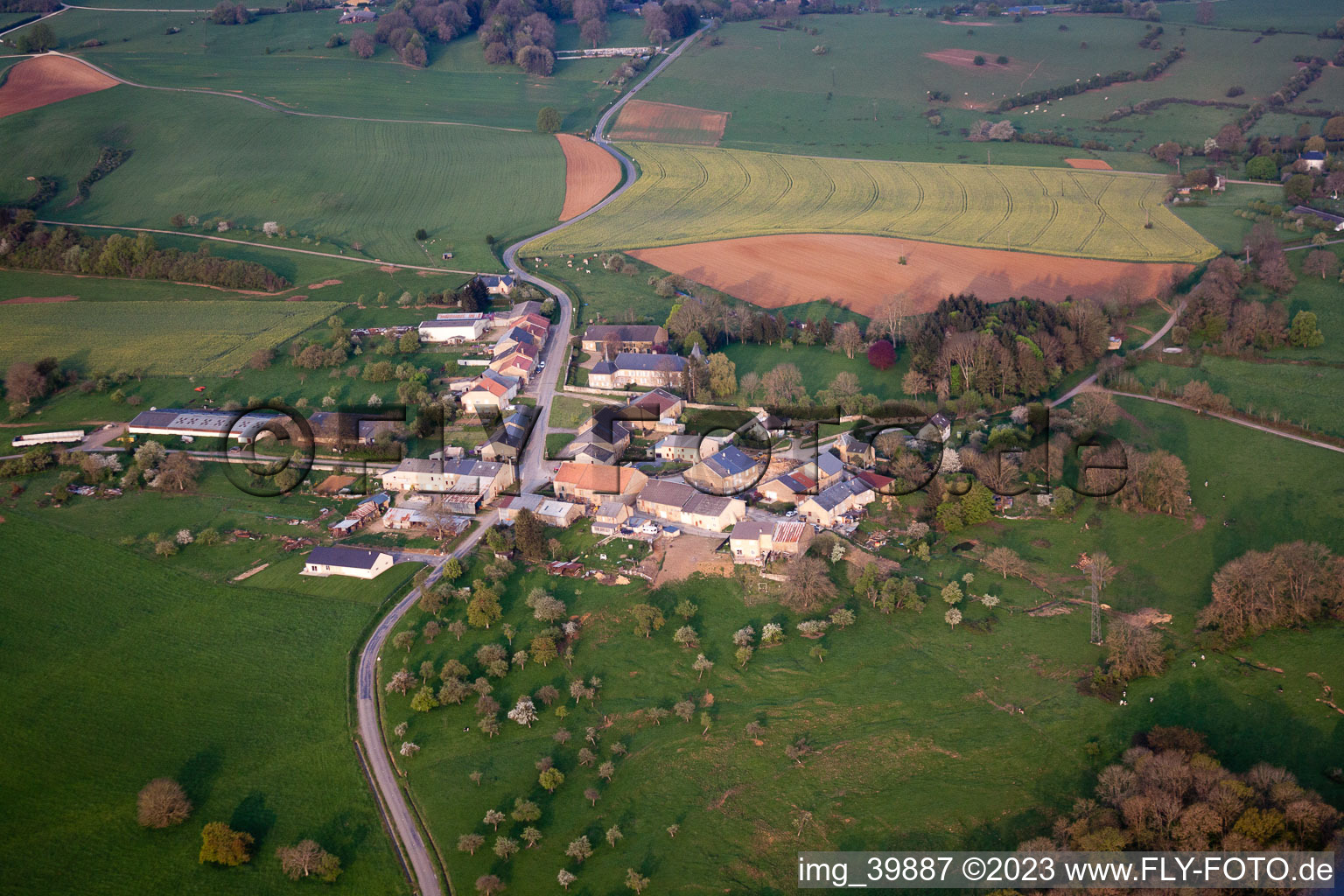 Aerial view of Saint-Marcel in the state Ardennes, France