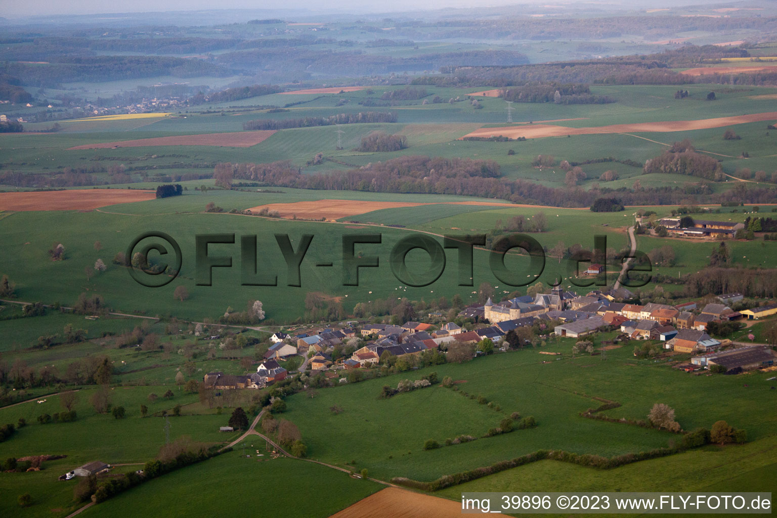 Aerial view of L'Échelle in the state Ardennes, France