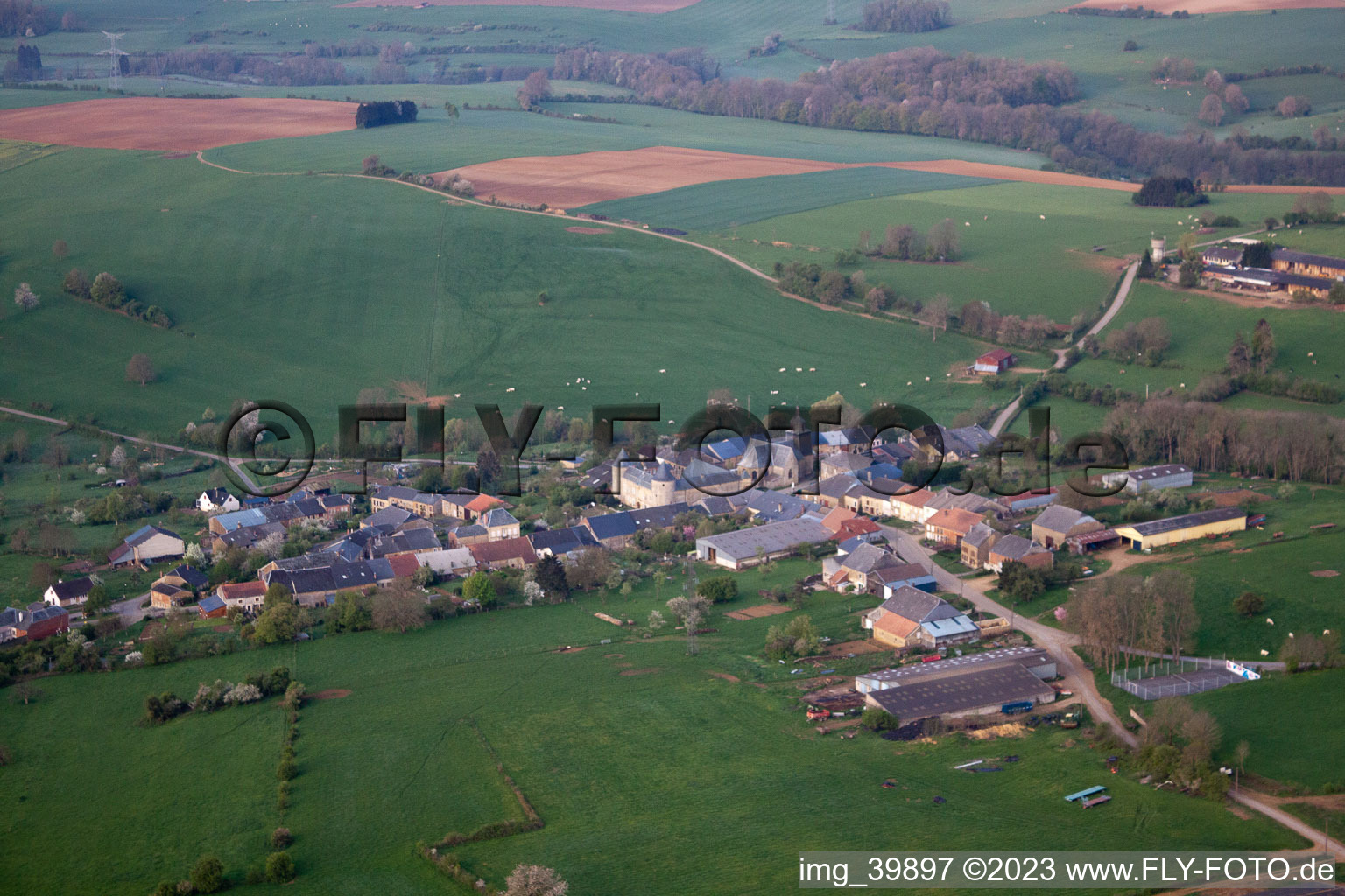 Aerial photograpy of L'Échelle in the state Ardennes, France