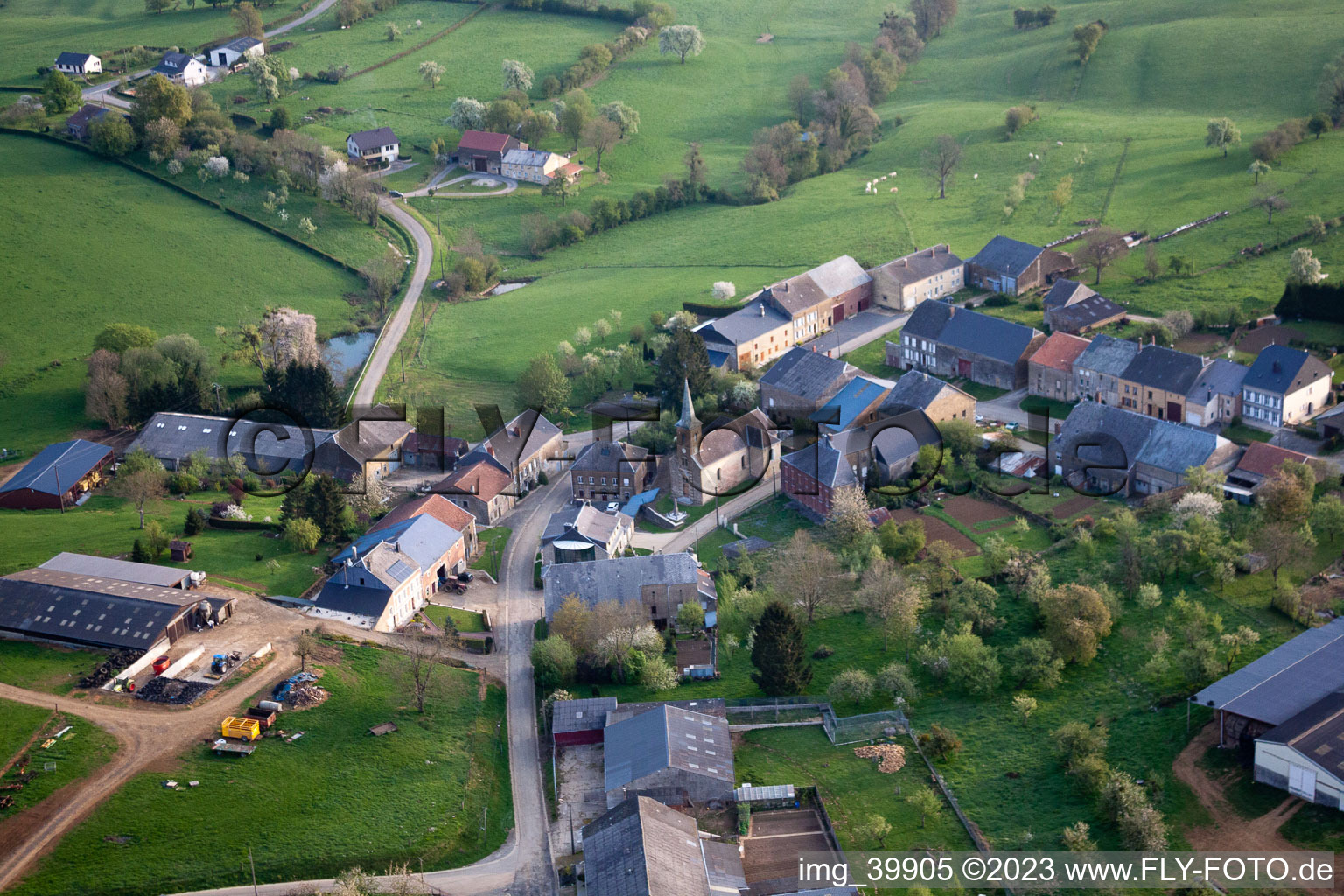 Aerial view of Marby in the state Ardennes, France