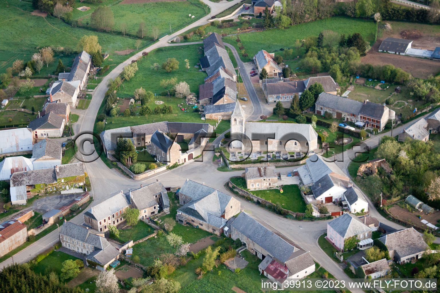 Aerial view of Antheny in the state Ardennes, France