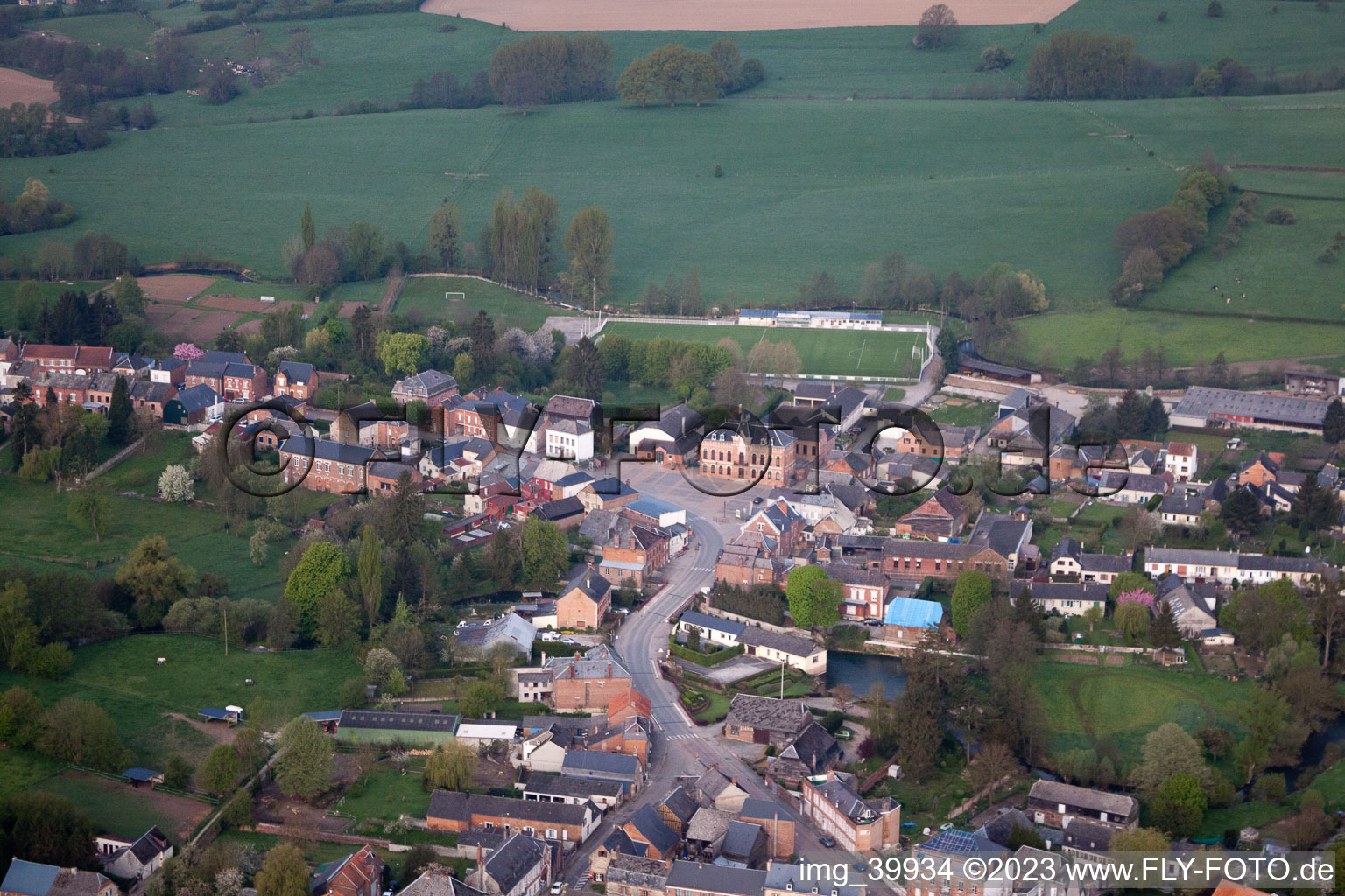 Origny-en-Thiérache in the state Aisne, France from above