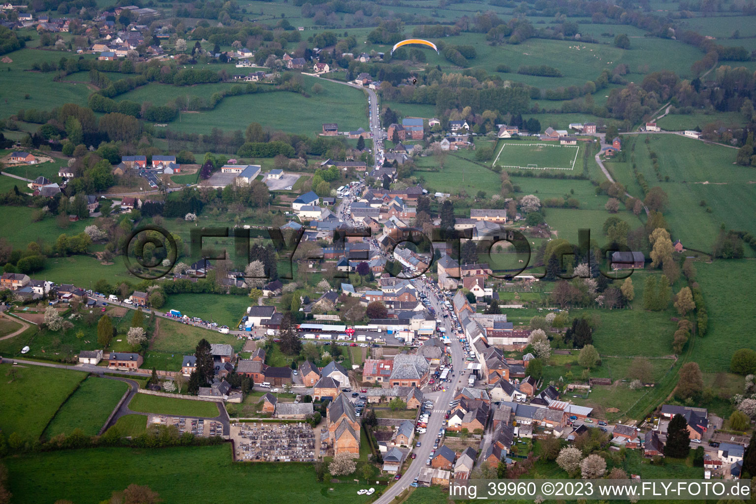 Aerial view of Marly-Gomont in the state Aisne, France