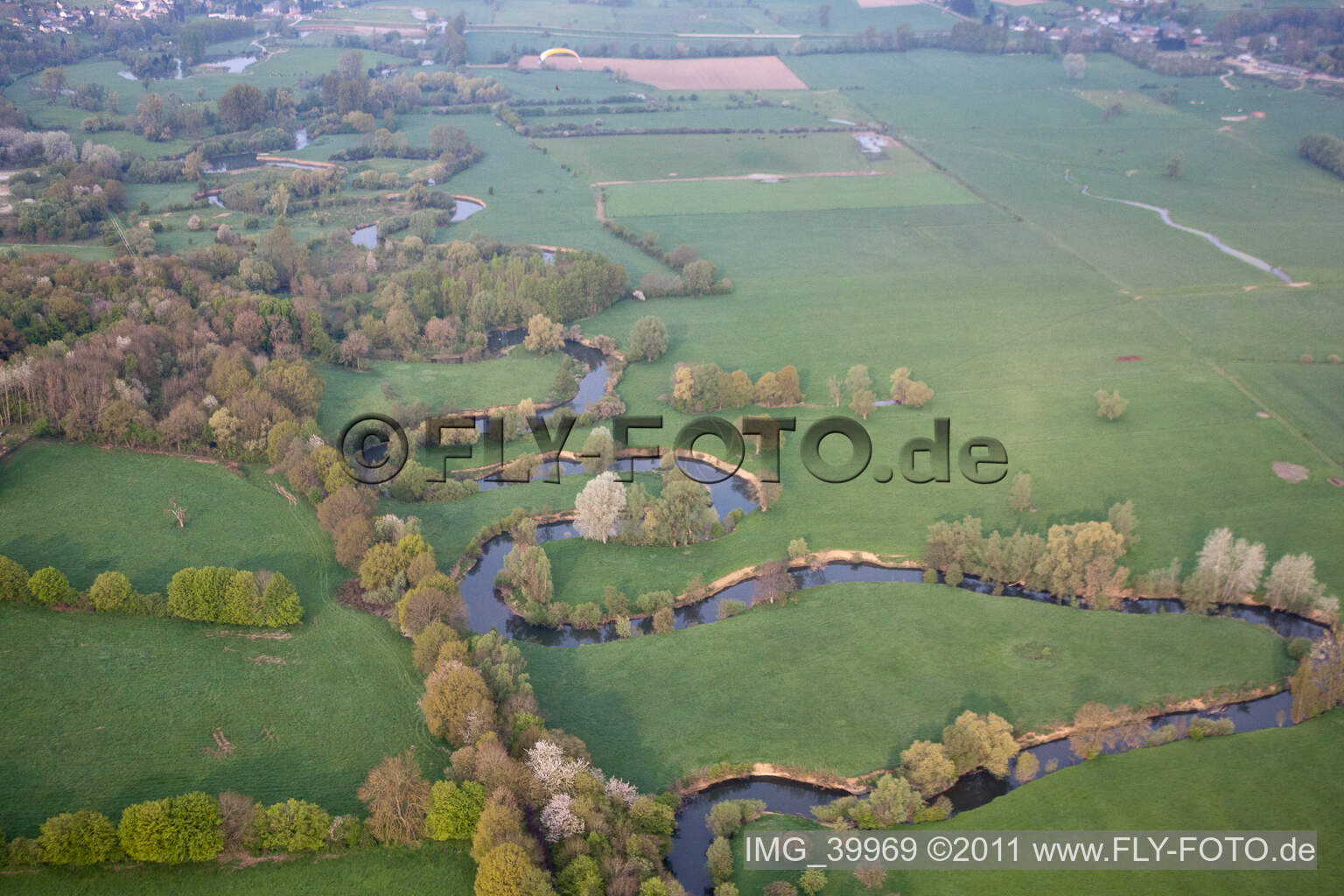Aerial view of Oise in Marly-Gomont in the state Aisne, France