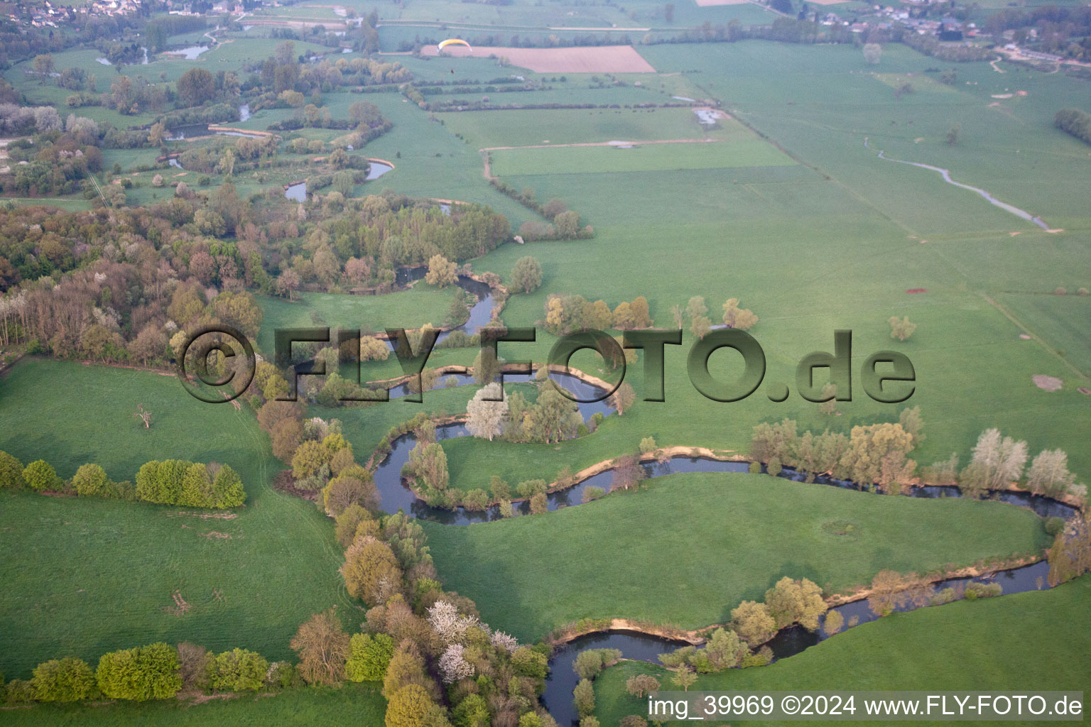 Aerial view of Oise in Marly-Gomont in the state Aisne, France