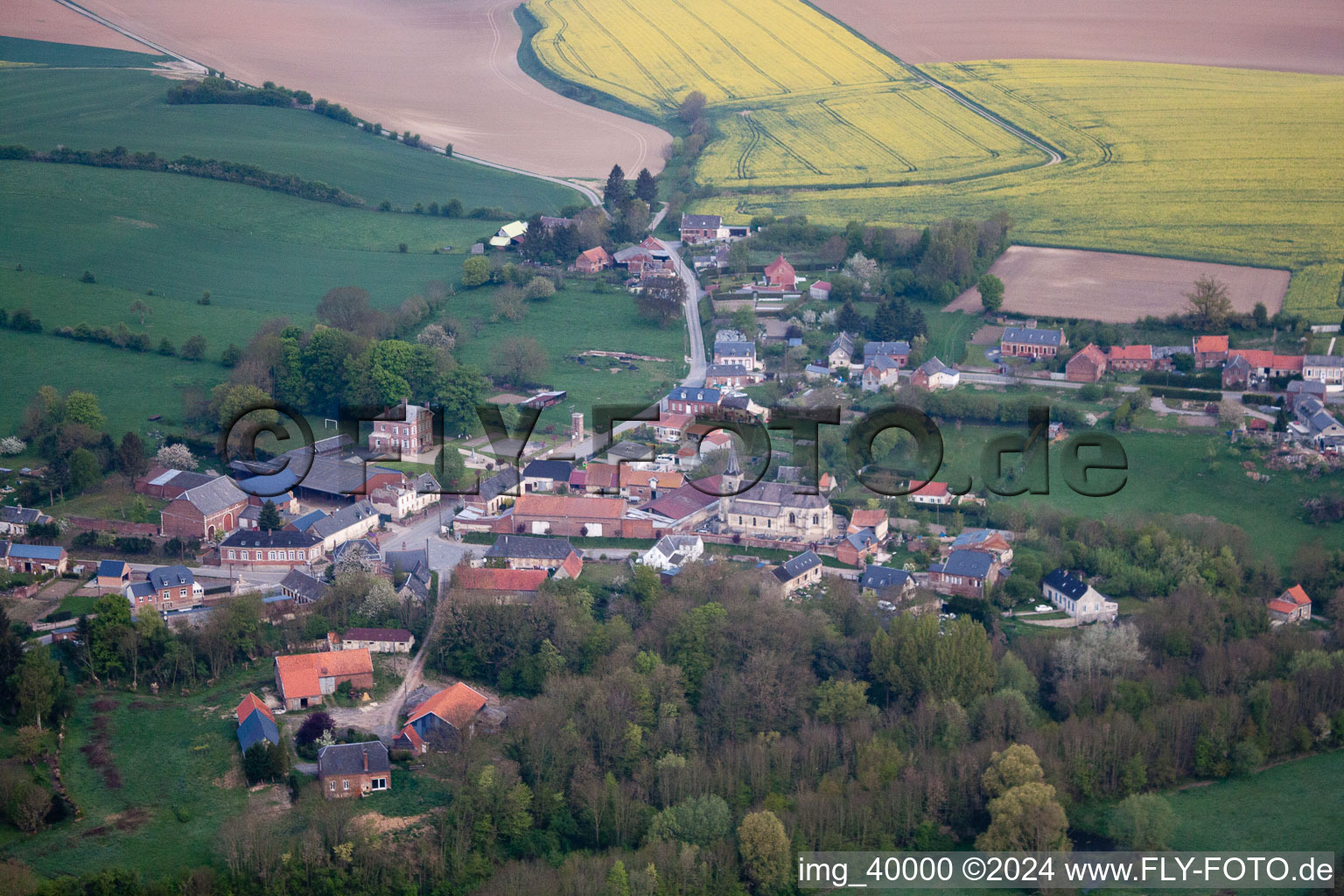 Aerial view of Grand-Verly in the state Aisne, France