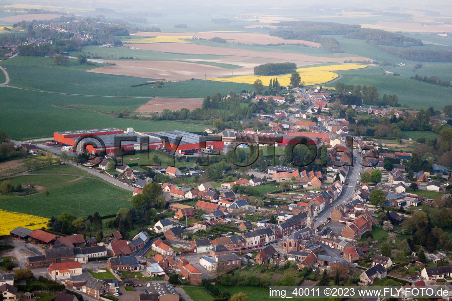 Aerial photograpy of Seboncourt in the state Aisne, France