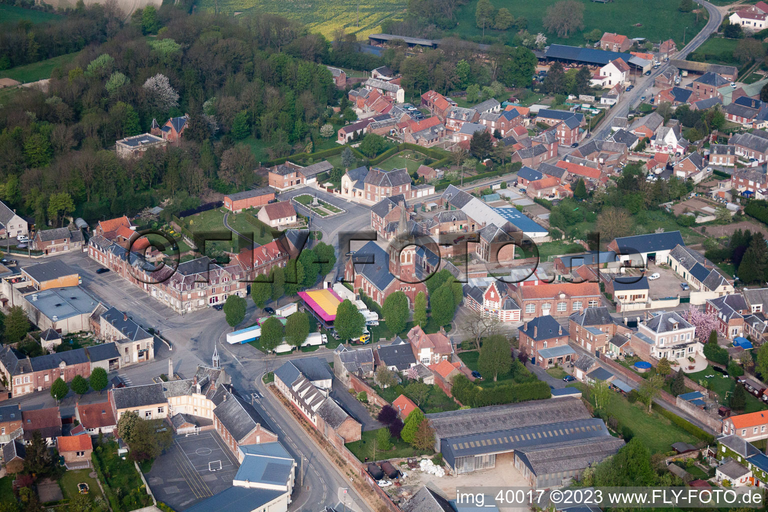 Aerial view of Beaurevoir in the state Aisne, France
