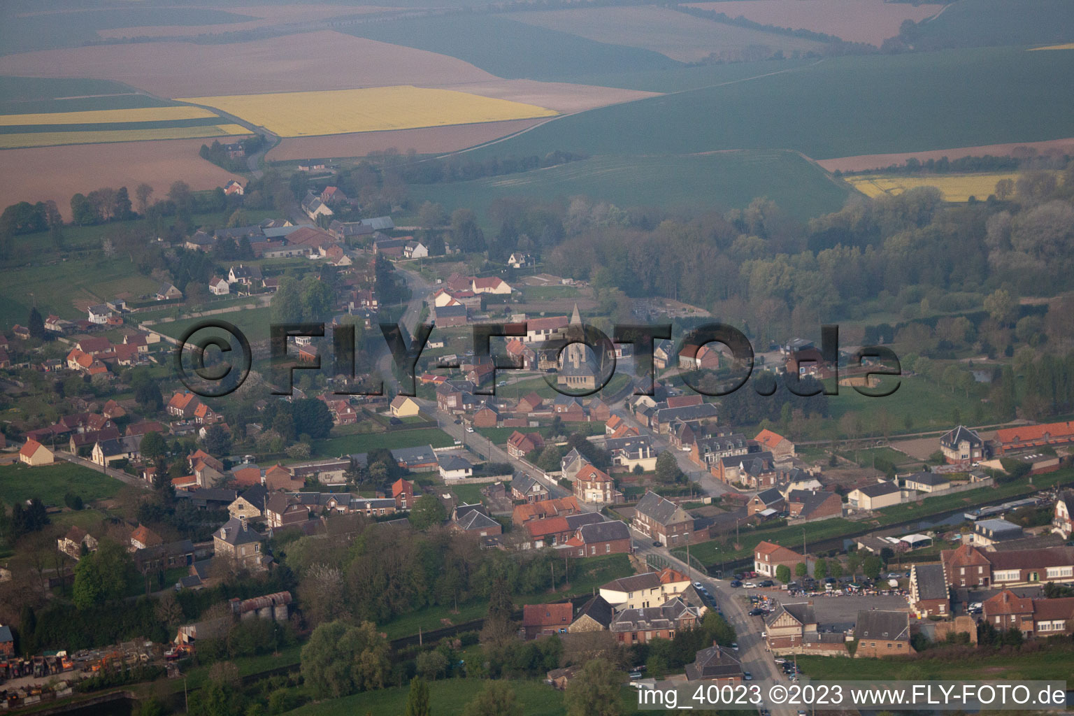 Aerial photograpy of Vendhuile in the state Aisne, France