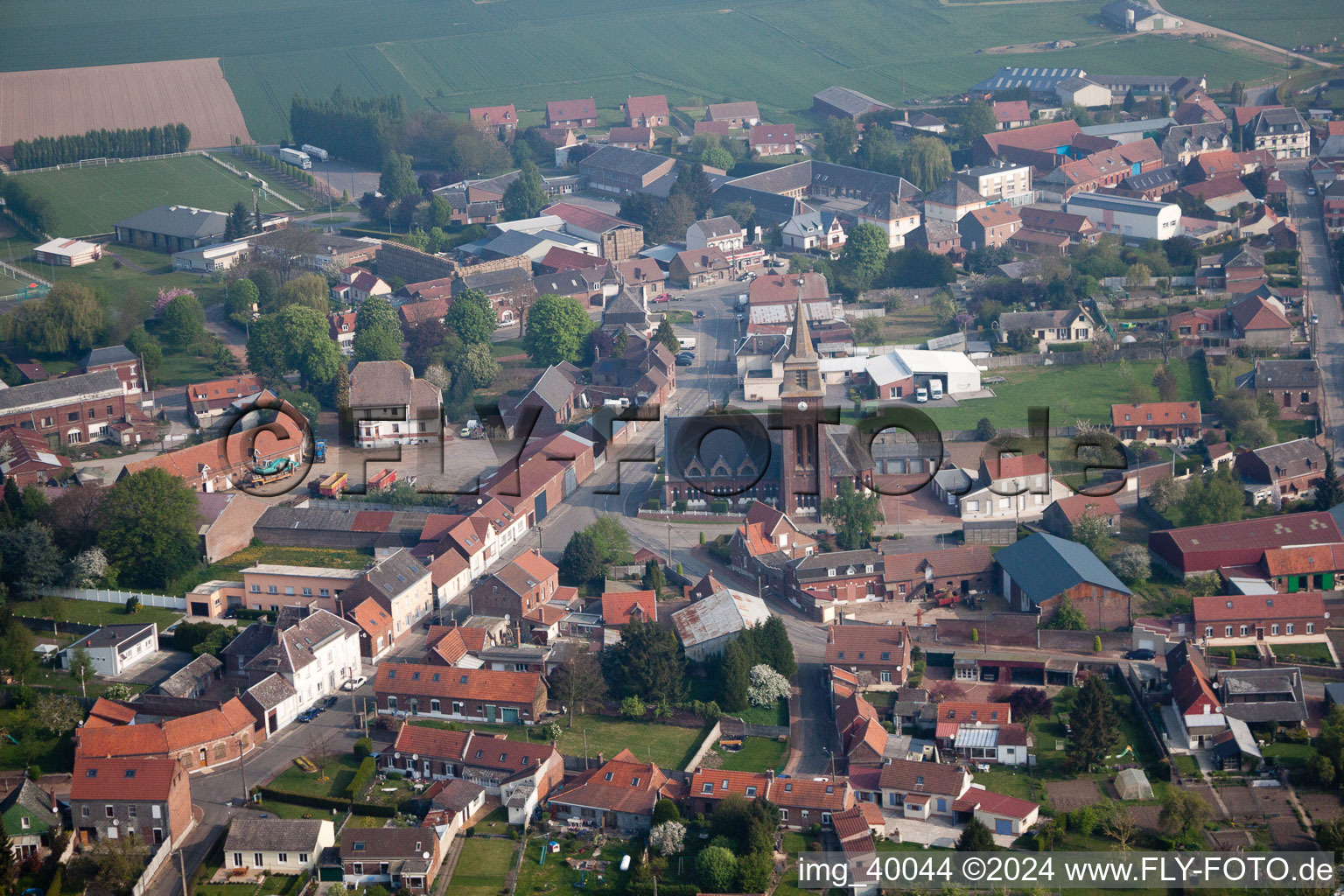 Aerial photograpy of Bertincourt in the state Pas de Calais, France