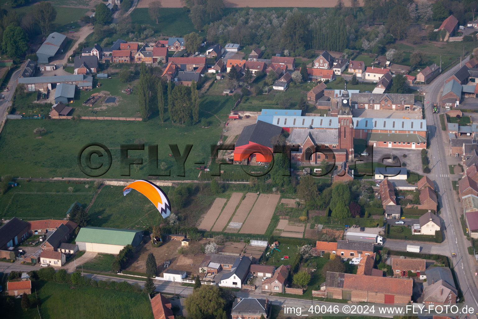 Aerial view of Haplincourt in the state Pas de Calais, France