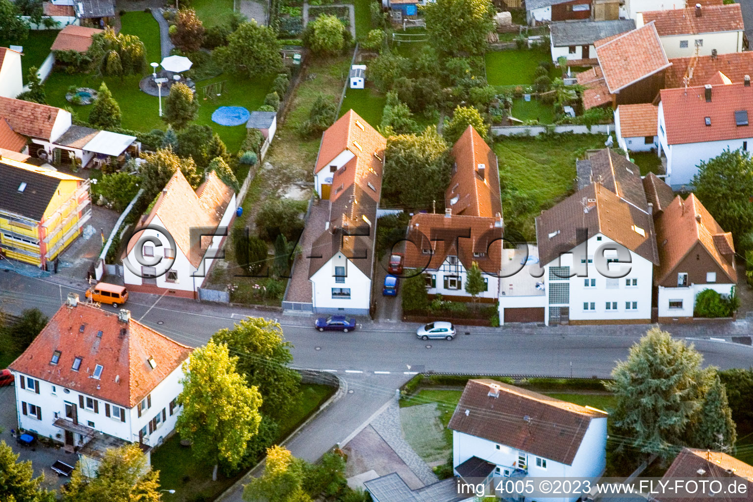 Aerial photograpy of Friedensstr in Hagenbach in the state Rhineland-Palatinate, Germany