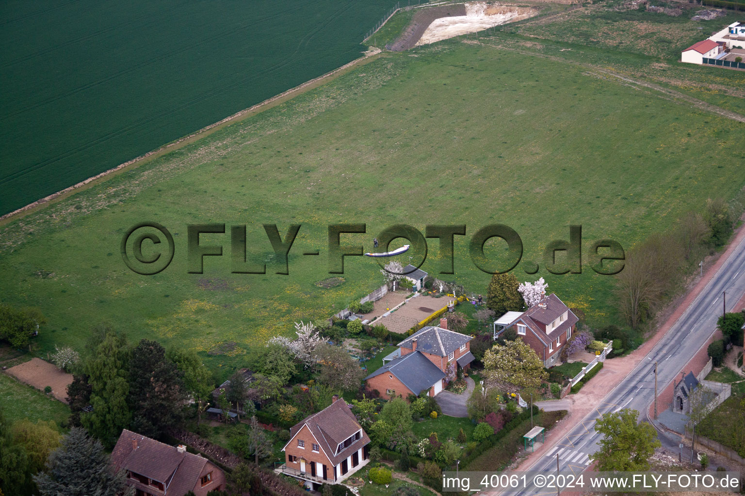 Aerial view of Avesnes-lès-Bapaume in the state Pas de Calais, France