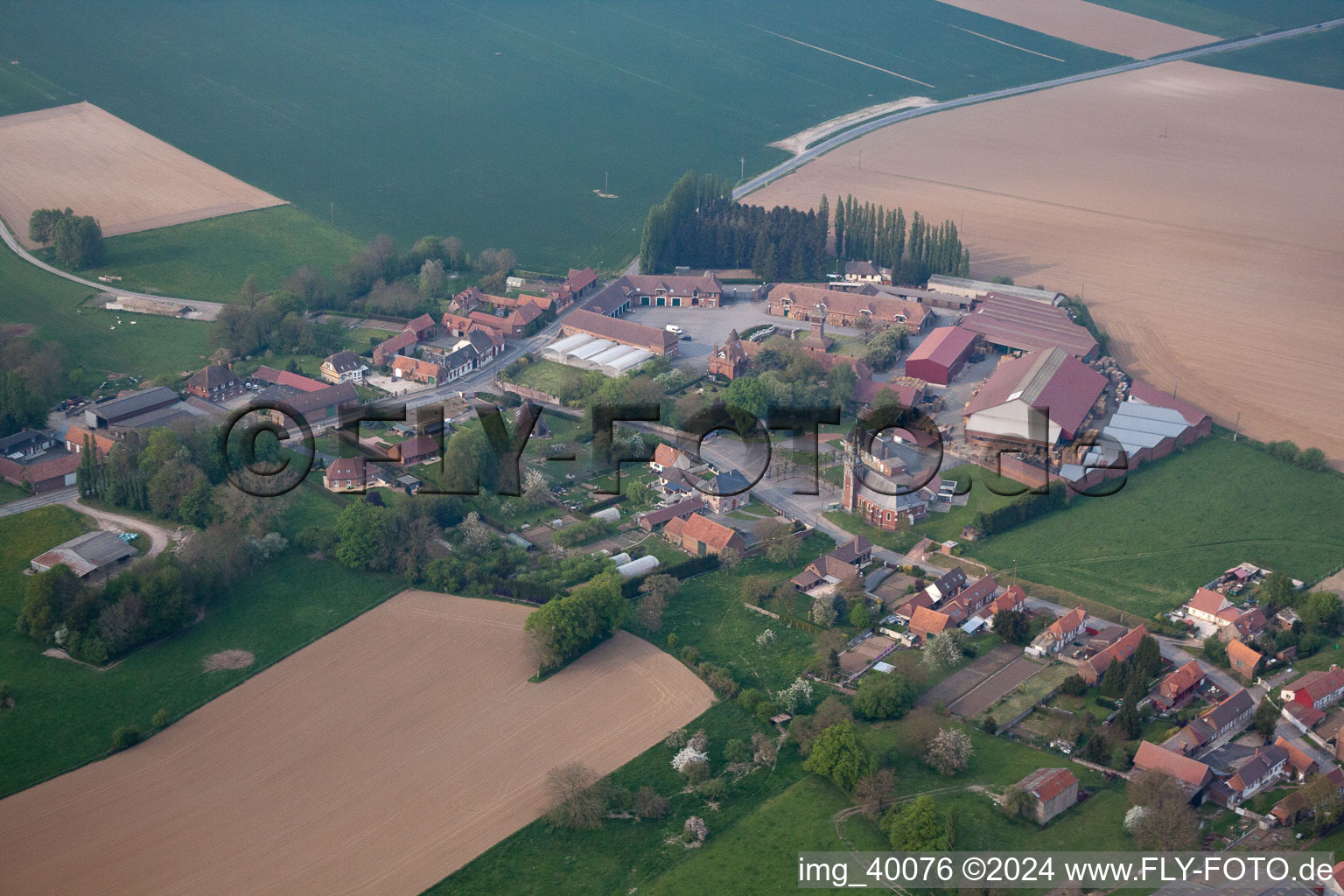 Aerial view of Gomiécourt in the state Pas de Calais, France