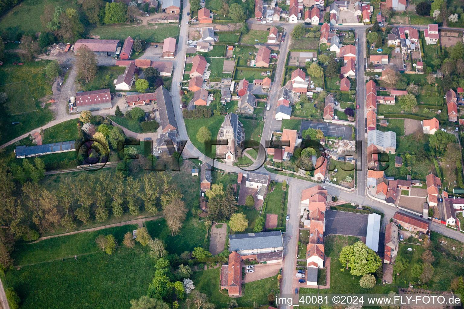 Aerial photograpy of Courcelles-le-Comte in the state Pas de Calais, France