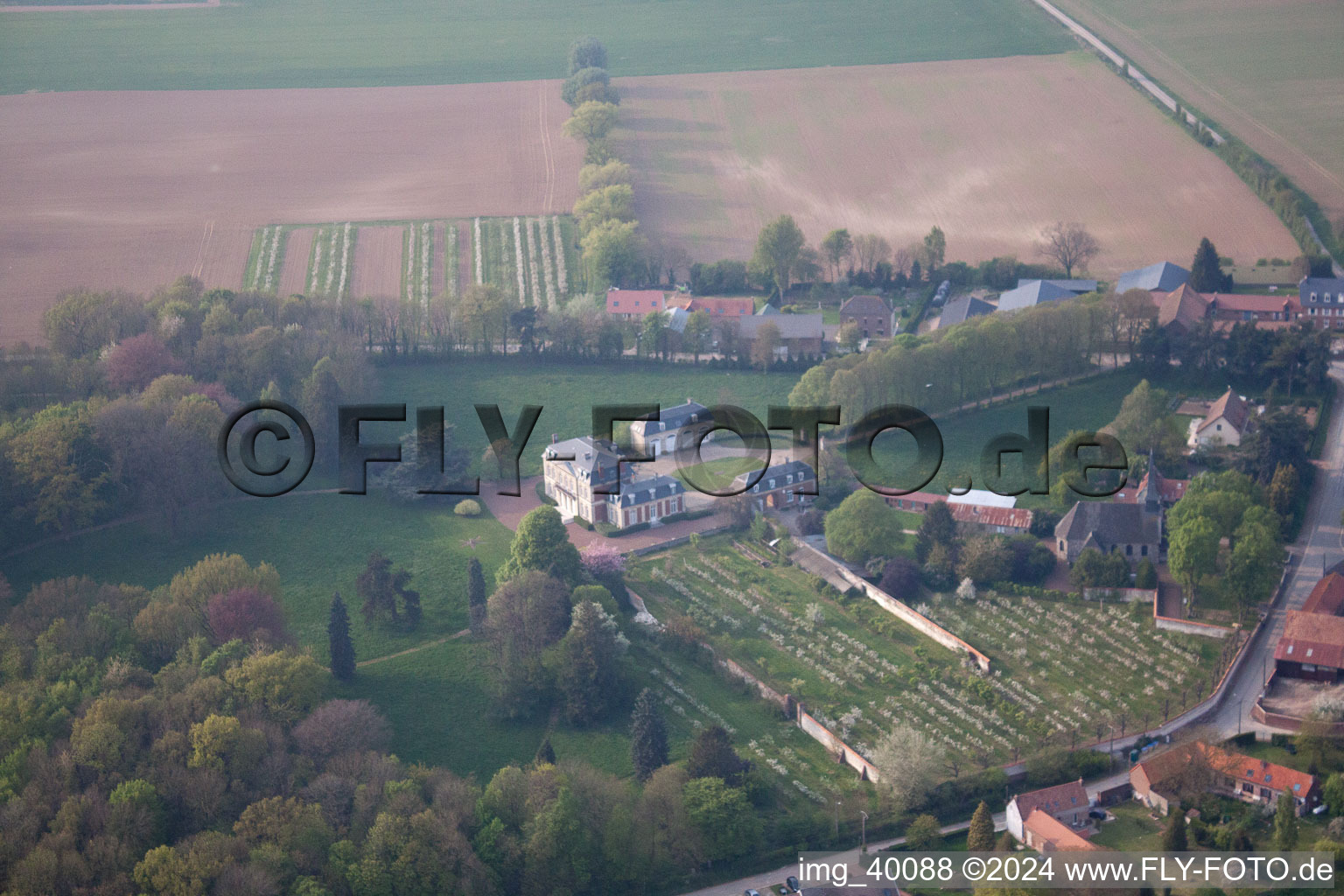 Aerial view of Hendecourt-lès-Ransart in the state Pas de Calais, France