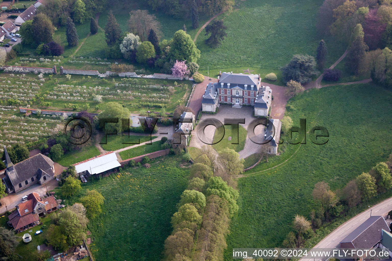 Buildings and parks at the mansion of the farmhouse in Hendecourt-lA?s-Ransart in Nord-Pas-de-Calais Picardy, France