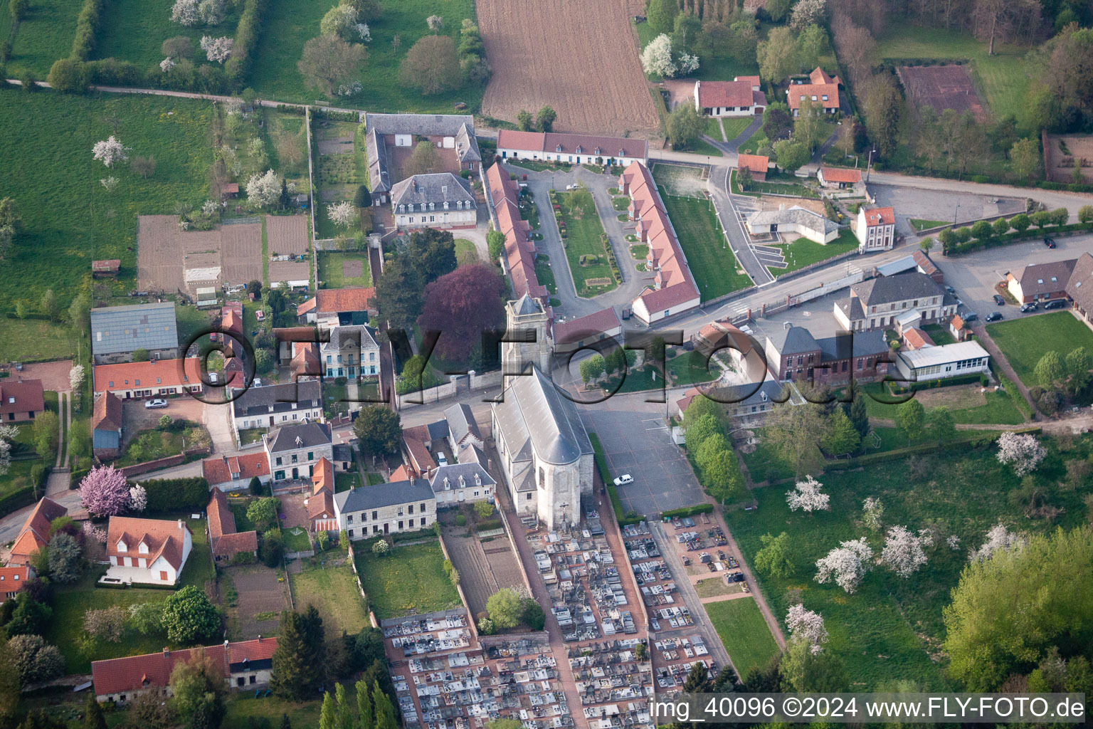 Aerial view of Rivière in the state Pas de Calais, France