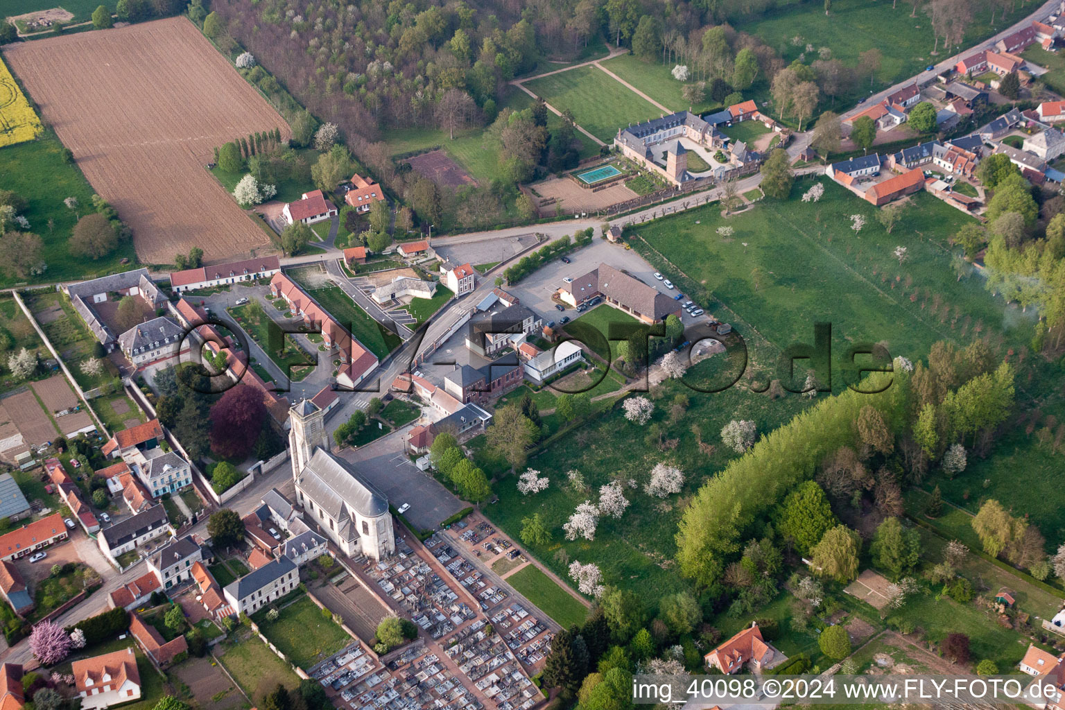 Aerial photograpy of Rivière in the state Pas de Calais, France