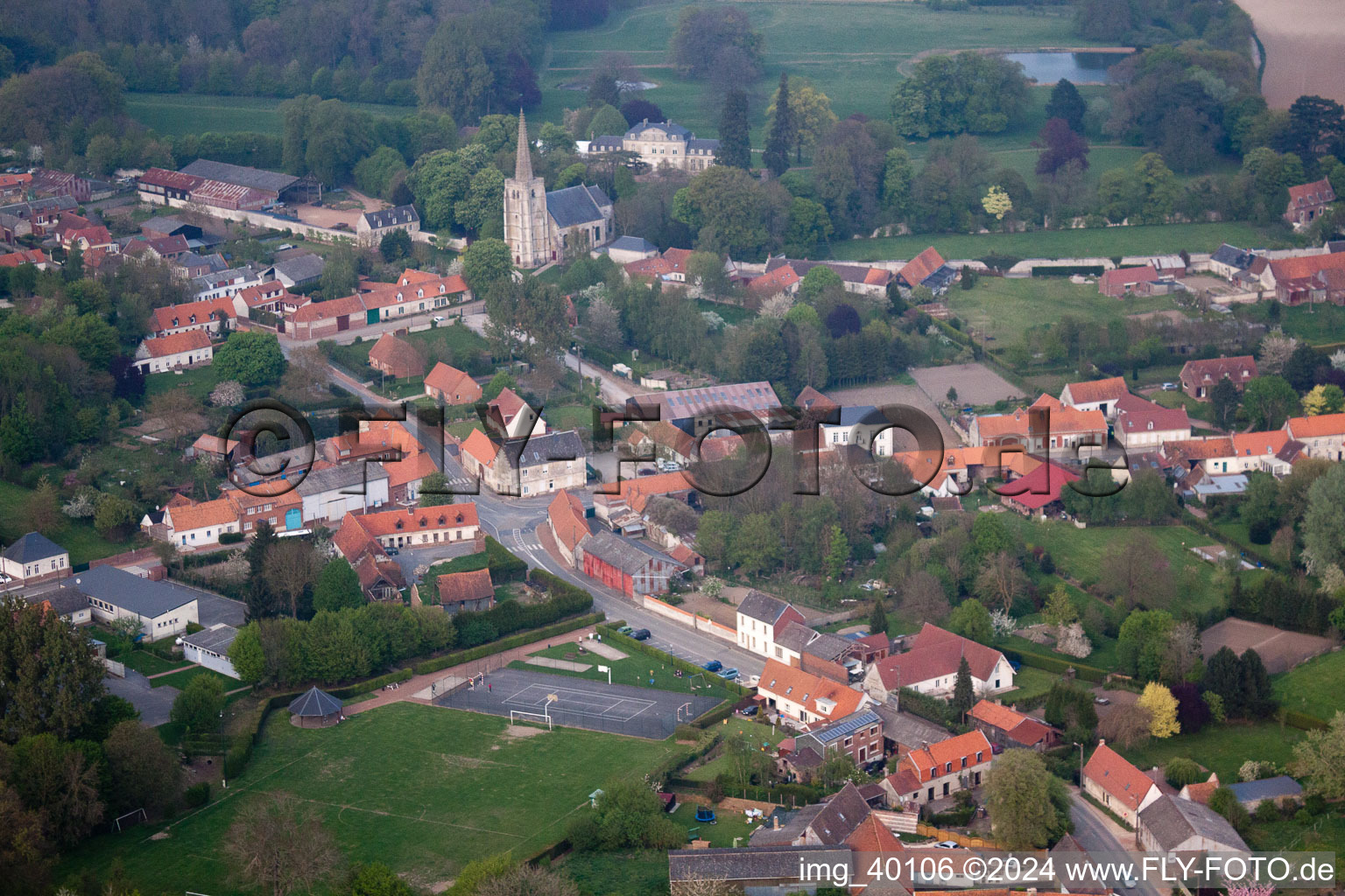 Aerial view of Hermaville in the state Pas de Calais, France